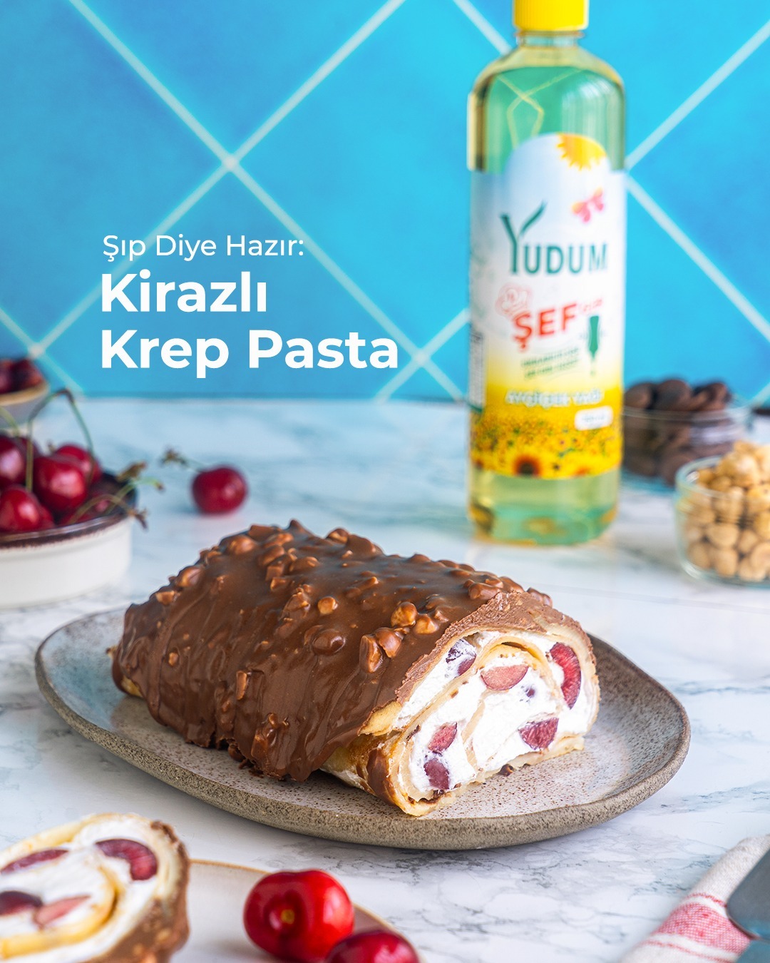 Kirazlı Krep Pasta Tarifi