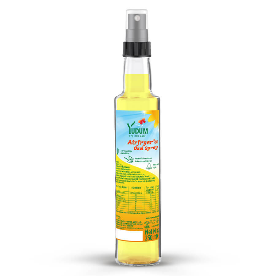 Yudum Ayçiçek Airfryer'a Özel Sprey Yağ 250 ml Cam 1 Koli (12 Adet) - Thumbnail